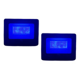 Kit 2 Refletores 100w Azul Holofote Led Iluminação Externa