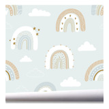 Papel De Parede Arco Iris Infantil Quarto Bebe Céu A736