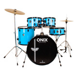 Bateria Acústica Nagano Onix Smart 22 Completa C/ Banco Cor Azul