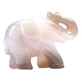 Figura De Elefante De Ágata Tallada A Mano, Decoración Elega