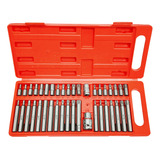 Set Kit Puntas Torx Hexagonal Estriada 41 Piezas Acero Cromo