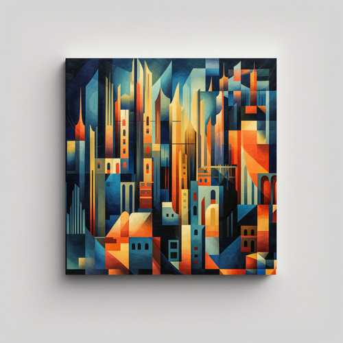 20x20cm Pinturas Decorativas Ciudad Geométrica Abstracción
