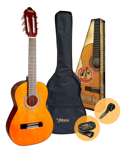 Guitarra Criolla Valencia Estudio 4/4 Con Accesorios 