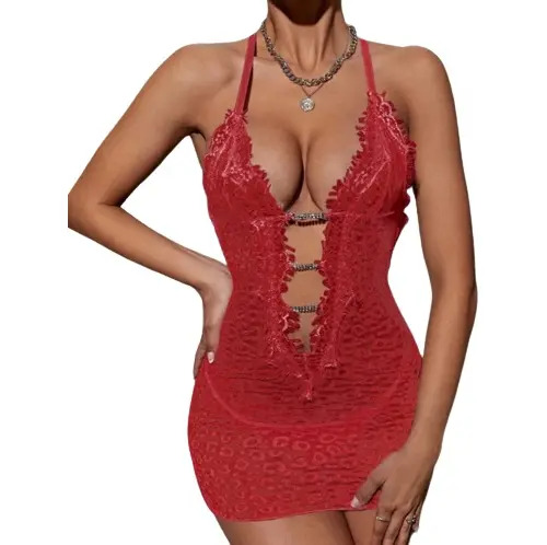 Sexy Conjunto Vestido De Encaje Con Brillos Hotwife Milf