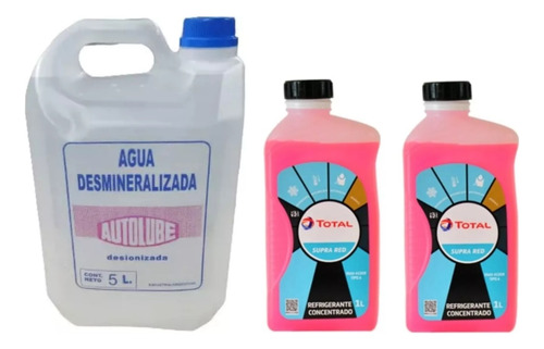 Kit Refrigerante Total Red X 2 Litros + Agua Destilada X 5 L