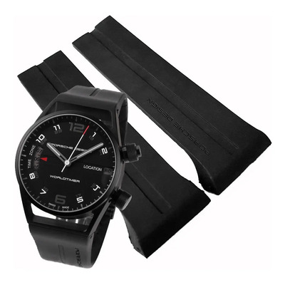 Correa Negra Caucho 26mm Para Porsche P'6750 Inmediato Ancho De La Correa 26 Color Negro 66.04 Cm