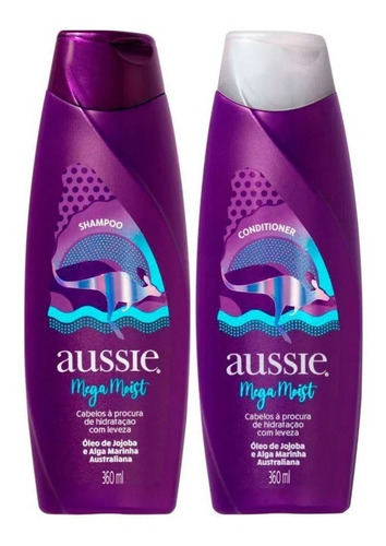 Kit Aussie Mega Moist Cabelo Seco Shampoo E Condicionador