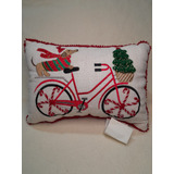 Cojín Navidad Bici Bordada 24x34cm. Merry Christmas. 