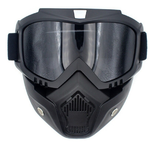 Kit Capacete Aberto Moto Máscara Óculos Protetor Preto