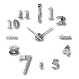Exclusivo Reloj De Pared 3d Gigante Plateado En Madera