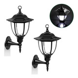 Pack X2 Farol Hexagonal Exterior Solar De Pared Luz Fria