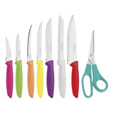 Set 8 Cuchillos Cocina Tramontina Plenus Facas Mango Colores