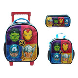 Kit Mochila Lonchera Y Lapicera Avengers Kinder Vs2388