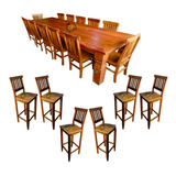 Mesa 3x1m Com 12 Cadeiras + 6 Banquetas 