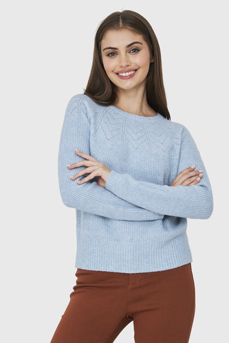 Sweater Detalle Punto Calado Celeste Nicopoly