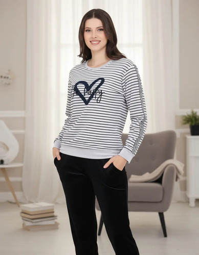 Pijama Mujer 10496 Polar De Terciopelo Calientita Invierno