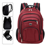 Mochila Escolar Outrass Mochila Resistente Multi Utilidades Escolar Urbano Cor Bordô  Design Lisa 35l