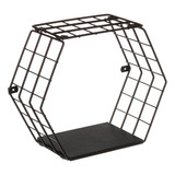 Repisa Moderna Cubo Haxagonal 32x27,5x15 Cm Negro