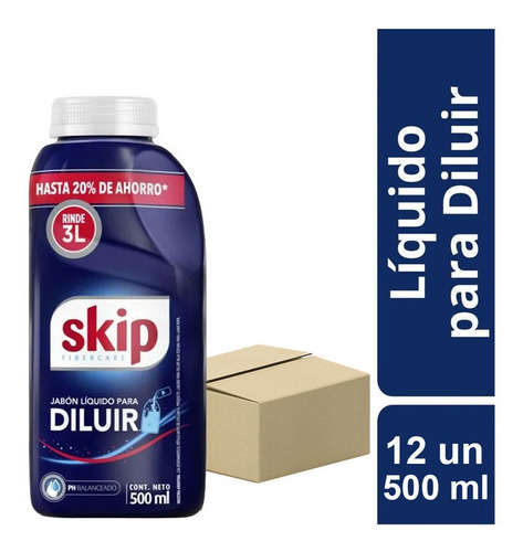 Pack Skip Jabon Liquido Para Diluir Rinde 3 Lt 12un X 500 Ml
