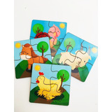 Rompecabezas Puzzle X 4u 4 Piezas Dinos Granja Selva 