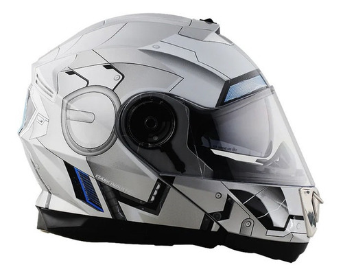 Casco  Abatible Iron Man Plateado Brillante M