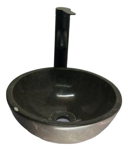 Lavabo Ovalin Mármol Gris Redondo De Sobreponer 30cm