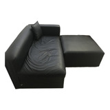 Sillon Ecocuero 2 Cuerpos + Esquinero Negro Usado Exc Estado