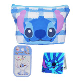 Bolsa De Cosméticos De Viaje Kawaii Stitch Y Botellas De Plá