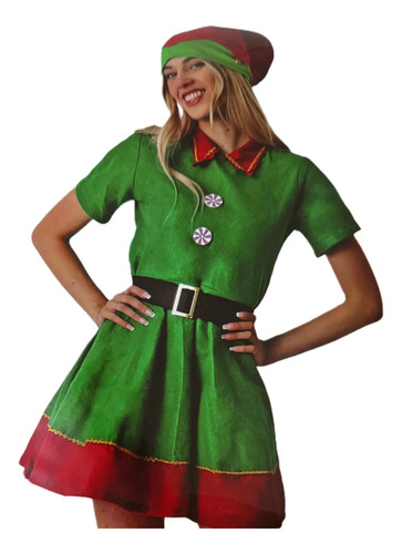 Disfraz De Niña O Dama De Duende O Elfo Navideño Pastorelas