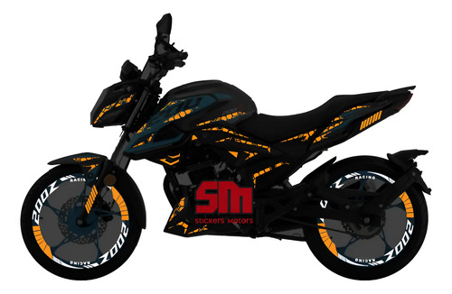 Kit Stickers Para Tapas Y Rines De Moto Italika 200z