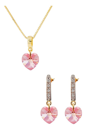 Conjunto Romance Gold Cristales Genuinos Light Rose.