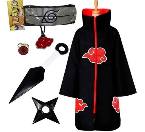 Kit Manto Akatsuki Naruto Kit Infantil Top Itachi Cosplay