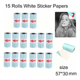 15 Rollos De Papel Adhesivo Térmico De 57x30 Mm Papeles Para