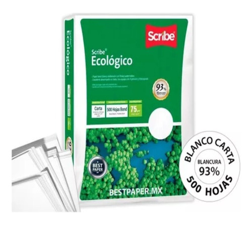  Papel Bond Scribe Ecologico  Oficio C/500hojas 1 Paquete