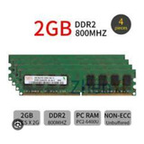 Lote De 4 Pzas Pc Memoria Ram  2gb Pc2-6400u, Ddr2 800 Mhz 