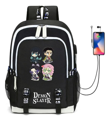 Mochilas Escolares Impermeables Demon Slayer Con Puerto Usb