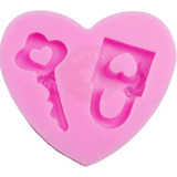 Molde Silicona Corazón Candado Fondant Porcelana Chocolate Color Rosa