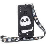 Cute Panda Para Huawei Y7 (2019) Funda Con Correa Lanyk3789