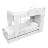 Cama Cucheta Marinera Triple Gabinete Blanco 56155 Demuebles