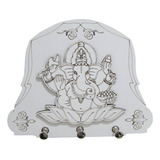 Porta Chaves Ganesha Branco De Parede 19cm Em Mdf