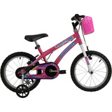 Bicicleta Passeio Infantil Athor Bikes Baby Girl Aro 16 Feminina Bike Com Cestinha Freio V-break Cor Rosa Descanso Lateral
