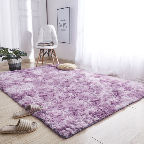 Alfombra Peluda Súper Suave Para Sala, Recamara Color Morado