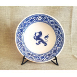 Antiguo Cuenco Talavera Con Dragón Y Monograma