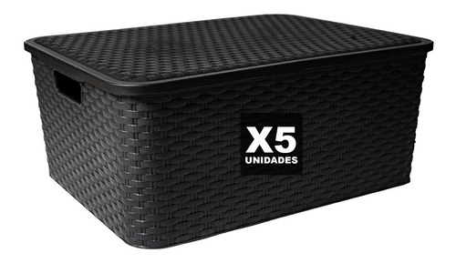 Caja Organizadora Simil  Rattan Grande  Xl Pack X 5 Oferta