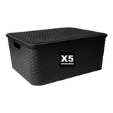 Caja Organizadora Simil  Rattan Grande  Xl Pack X 5 Oferta