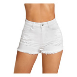 Short De Mezclilla Casual Corto Sexy Ajustado Mujer Blanco