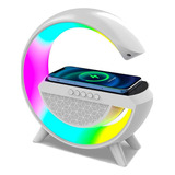 Luminária Rgb G-speaker Carregador Indução Relógio Caixa Som