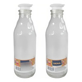 Set X2 Botella De Vidrio 500ml Con Tapa Jugo Agua Siena Color Tapa Blanca