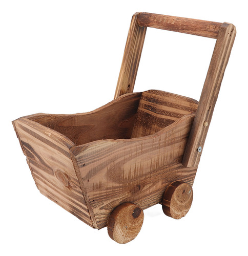 Maceta Con Forma De Barril Con Ruedas, Carrito De Madera, Re