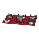 Fogão Cooktop A Gás Fischer 5 Bocas 3 Chamas Vermelho Bivolt